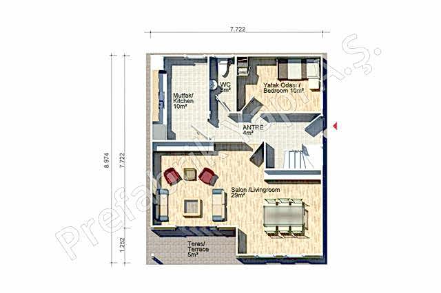 Prefabrik Ev Zemin Kat Plan