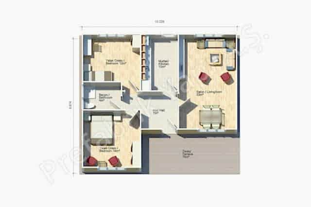Dalyan 92 m2 Prefabrik Ev Plan